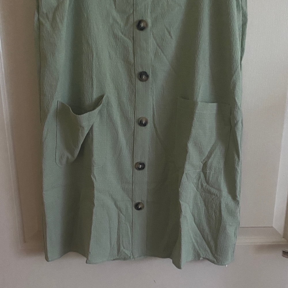 Nwot Floerns Chic Olive Button-Down Mini Dress, S… - image 4